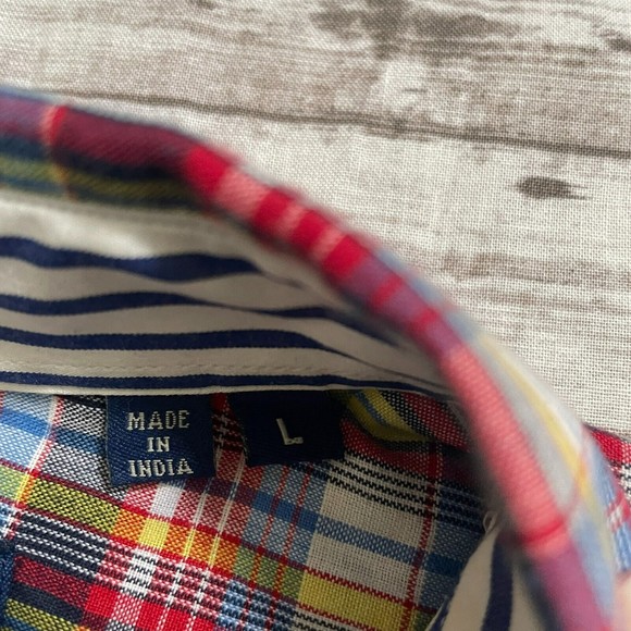 McKenzie Tribe Mens Plaid Button Down Long Sleeve Shirt Size  Large/ L Red Blue - Picture 7 of 7